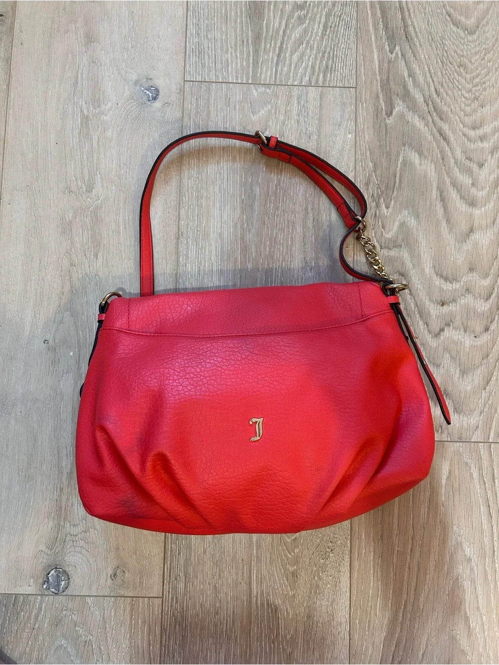 Y2K Juicy Couture Red Leather Hobo Shoulder Bag